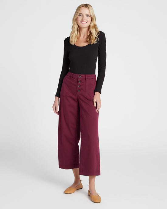 Red Wine $|& Tribal Audrey Button Fly Wide Leg - SOF Full Front