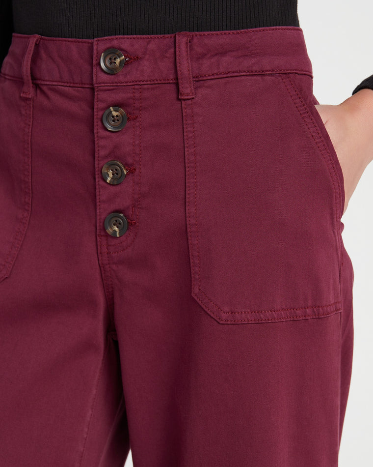 Red Wine $|& Tribal Audrey Button Fly Wide Leg - SOF Detail