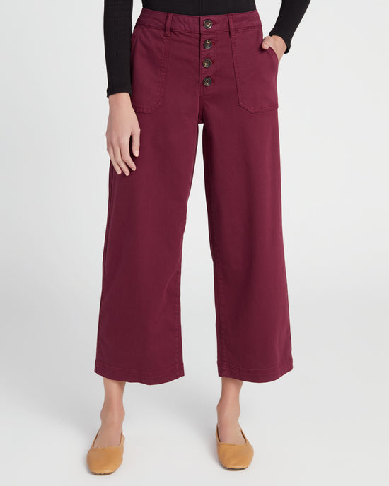 Red Wine $|& Tribal Audrey Button Fly Wide Leg - SOF Front