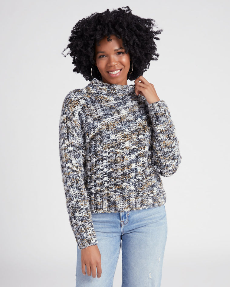 Light/Dark Grey $|& DEX Multi Colored Textured Stitch Sweater - SOF Front
