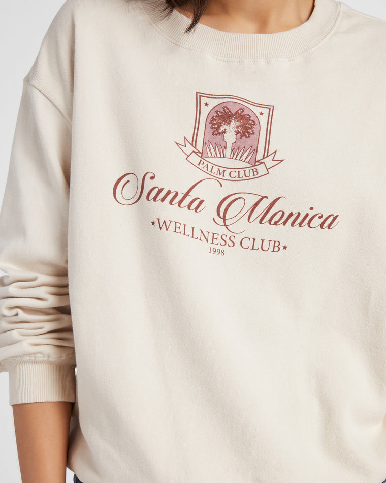Oatmeal $|& Chaser Palm Tree Club Graphic Pullover - SOF Detail