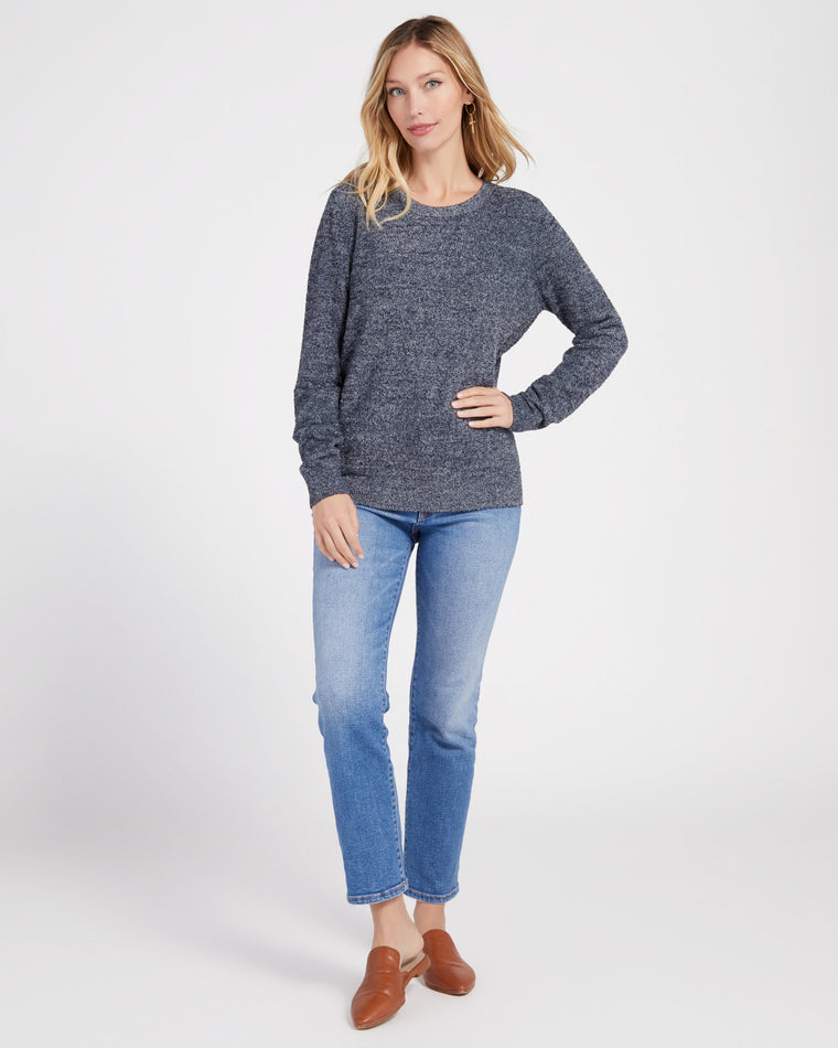 Heather Denim $|& Search For Sanity Cozy Crew Neck Pullover - SOF Full Front