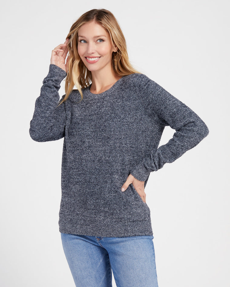 Heather Denim $|& Search For Sanity Cozy Crew Neck Pullover - SOF Front