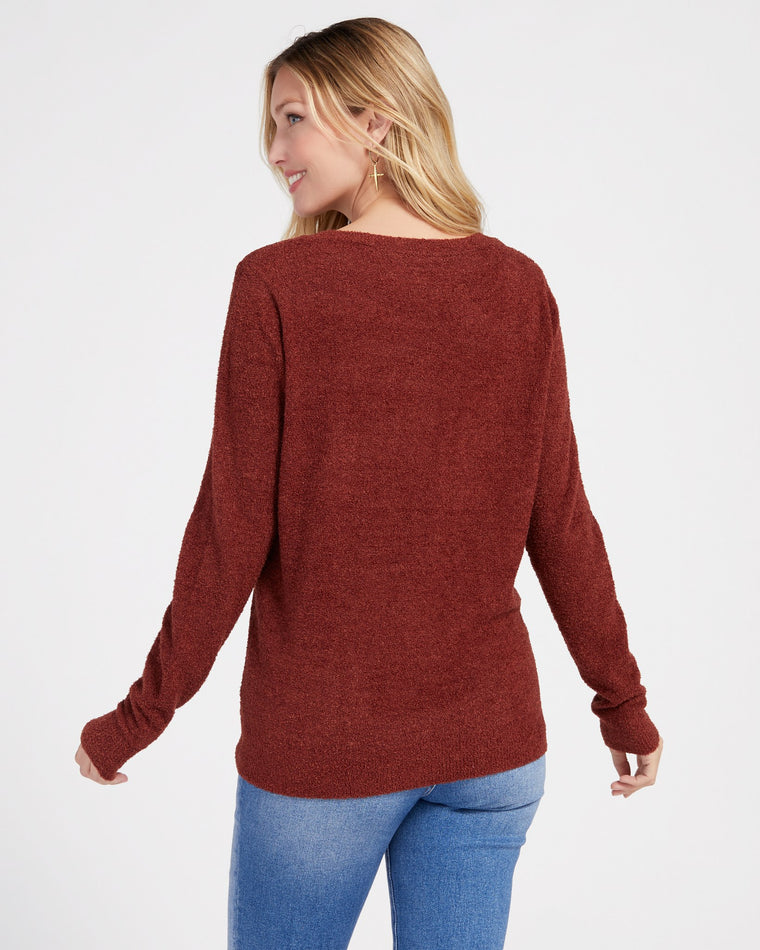 Rust $|& Search For Sanity Cozy Crew Neck Pullover - SOF Back