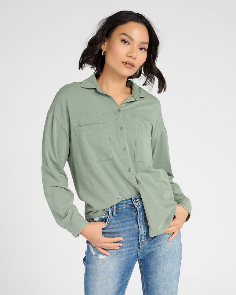 Evergreen $|& Z Supply Niccola Button Up Top - SOF Front