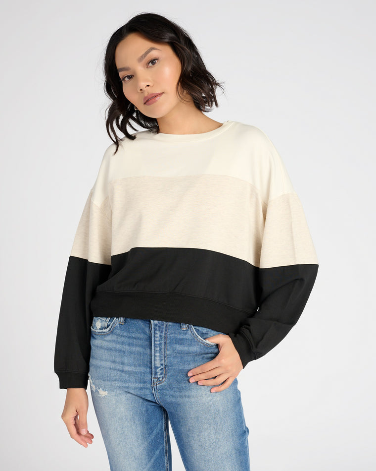 Black $|& Z Supply Colorblock Modal Sweatshirt - SOF Front