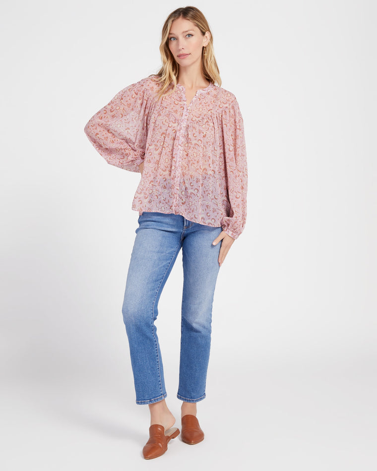 Shadow Mauve $|& Z Supply Liene Floral Top - SOF Full Front