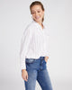 Long Sleeve Striped Button Front Woven Top