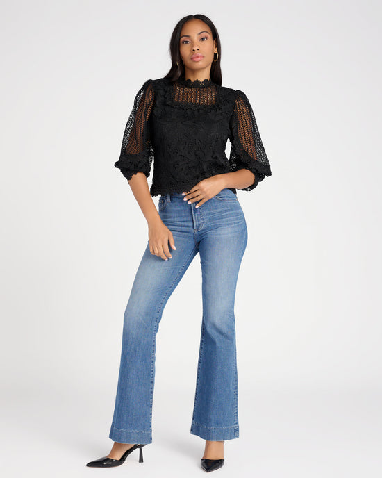 Black $|& Apricot Victoriana Mixed Lace Top - SOF Full Front