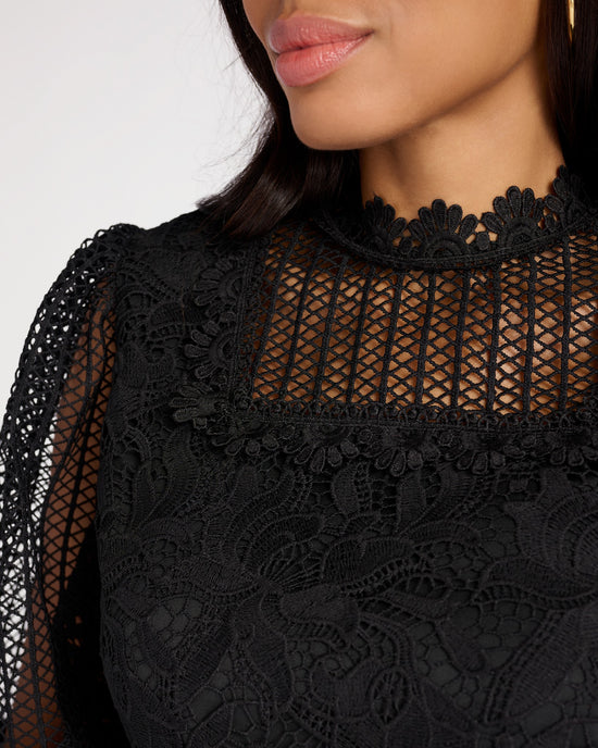 Black $|& Apricot Victoriana Mixed Lace Top - SOF Detail