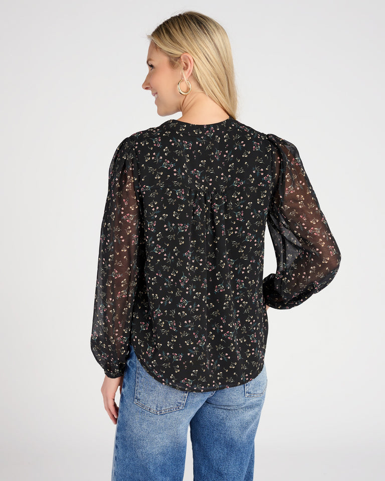 Ditsy Floral Button Chiffon Top