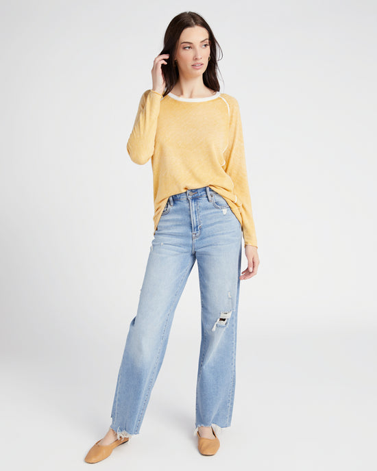 Mustard $|& Carre Noir Washed Crewneck Sweater - SOF Full Front