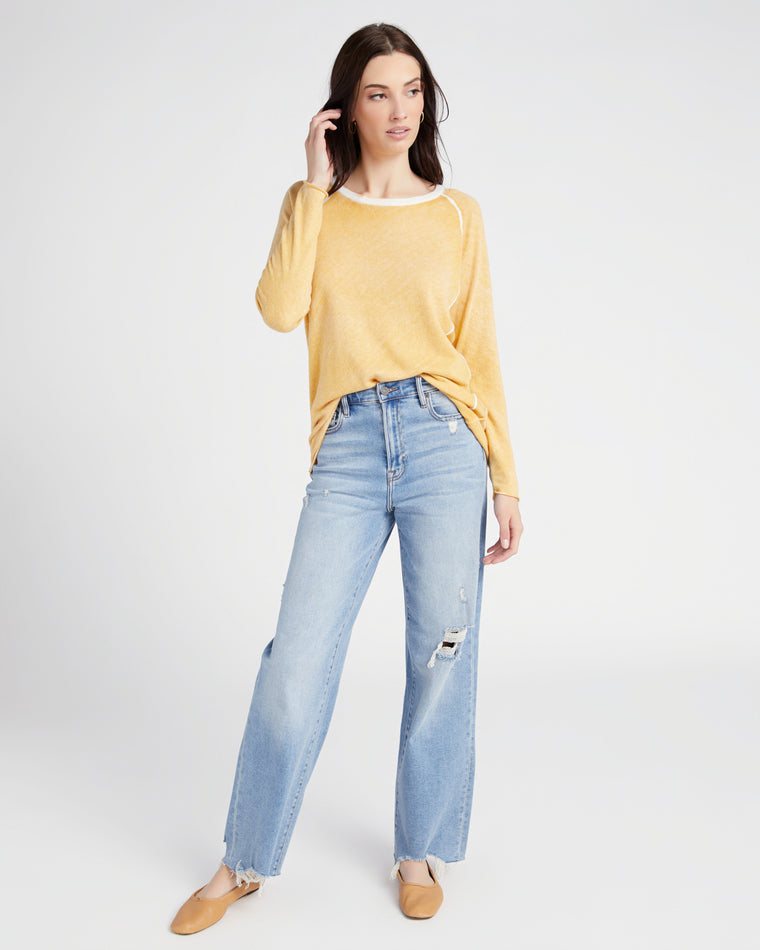 Mustard $|& Carre Noir Washed Crewneck Sweater - SOF Full Front