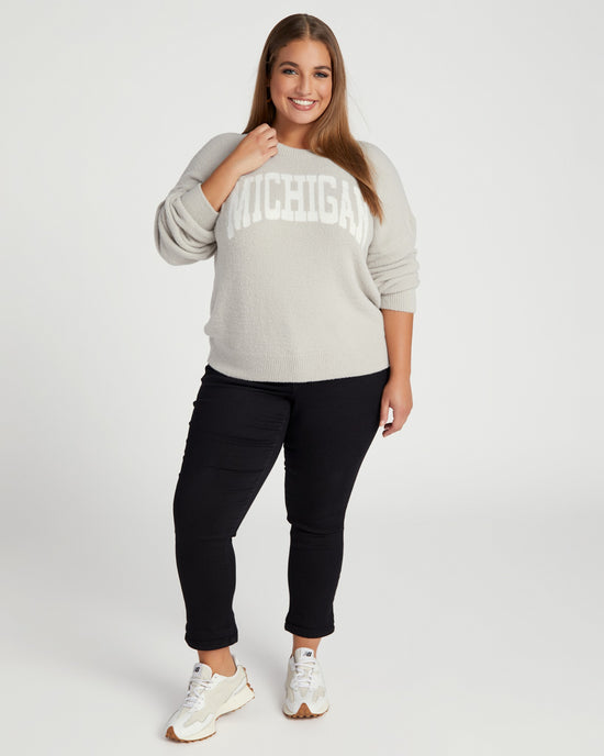 Grey/White Light Grey $|& Thread & Supply Michigan Sweater - SOF Full Front