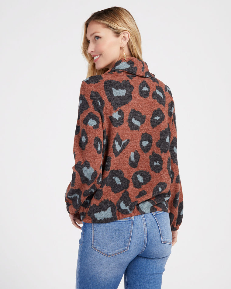 Copper $|& Tribal Long Sleeve Printed Cowl Neck with Drawcord - SOF Back