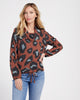 Long Sleeve Printed Cowl Neck with Drawcord
