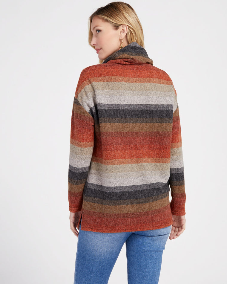 Red Ochre $|& Tribal Long Sleeve Striped Cowl Neck Top - SOF Back