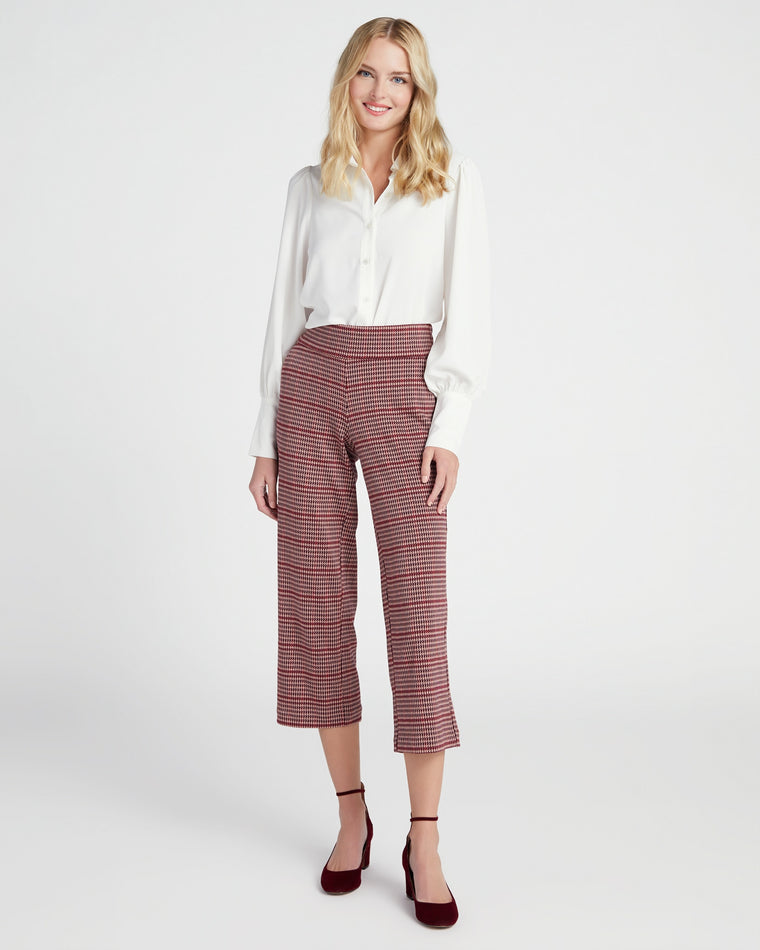 Mulberry Multi Houndstooth Pink $|& Liverpool Mabel Wide Leg Pant - SOF Full Front