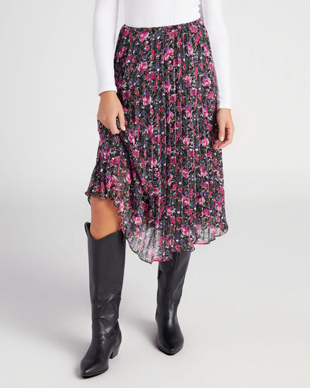 Rose Pleated Midi Skirt