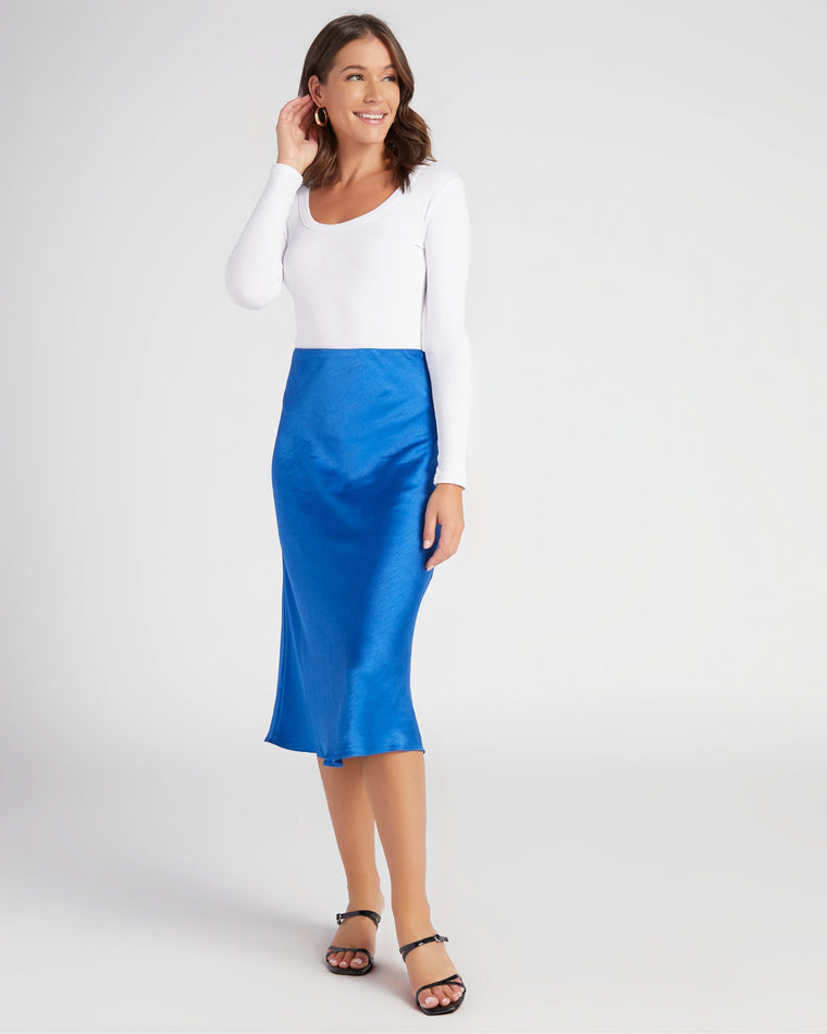 Blue $|& Lucy Paris Colette Satin Bias Skirt - SOF Full Front