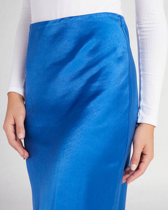Blue $|& Lucy Paris Colette Satin Bias Skirt - SOF Detail