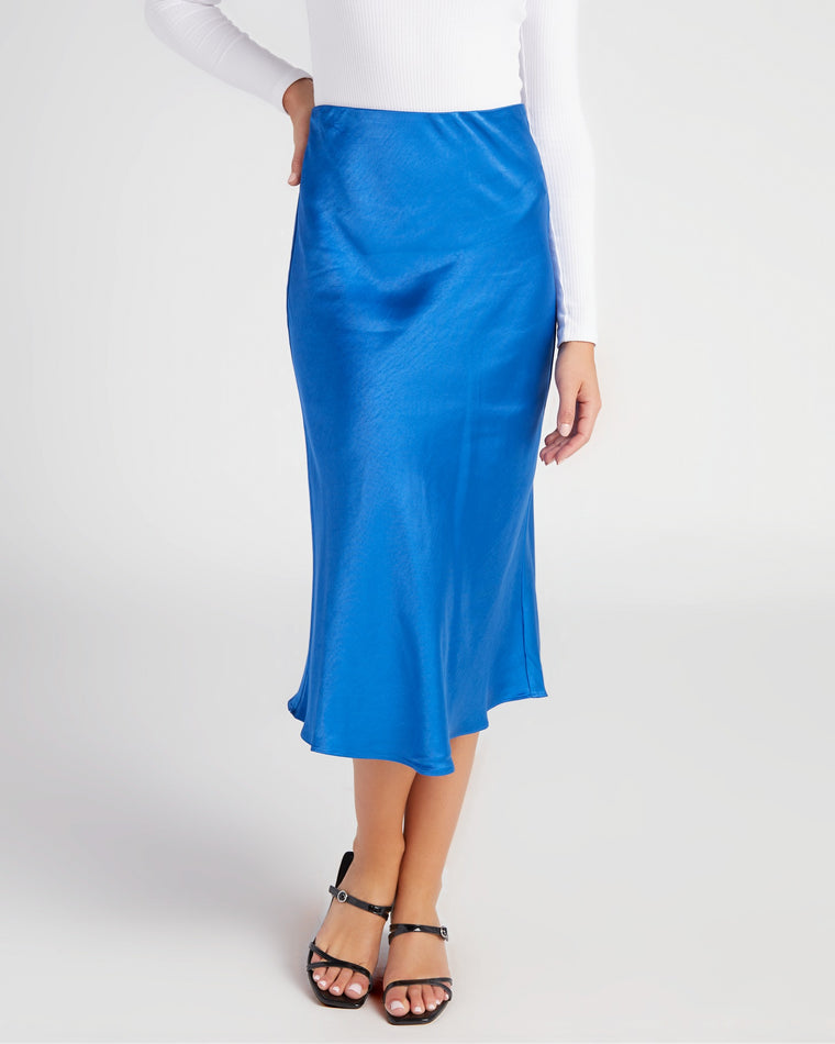 Blue $|& Lucy Paris Colette Satin Bias Skirt - SOF Front