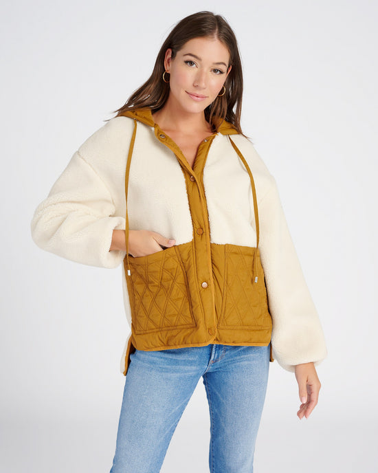 White $|& Molly Bracken Quilted Sherpa Hooded Jacket - SOF Front