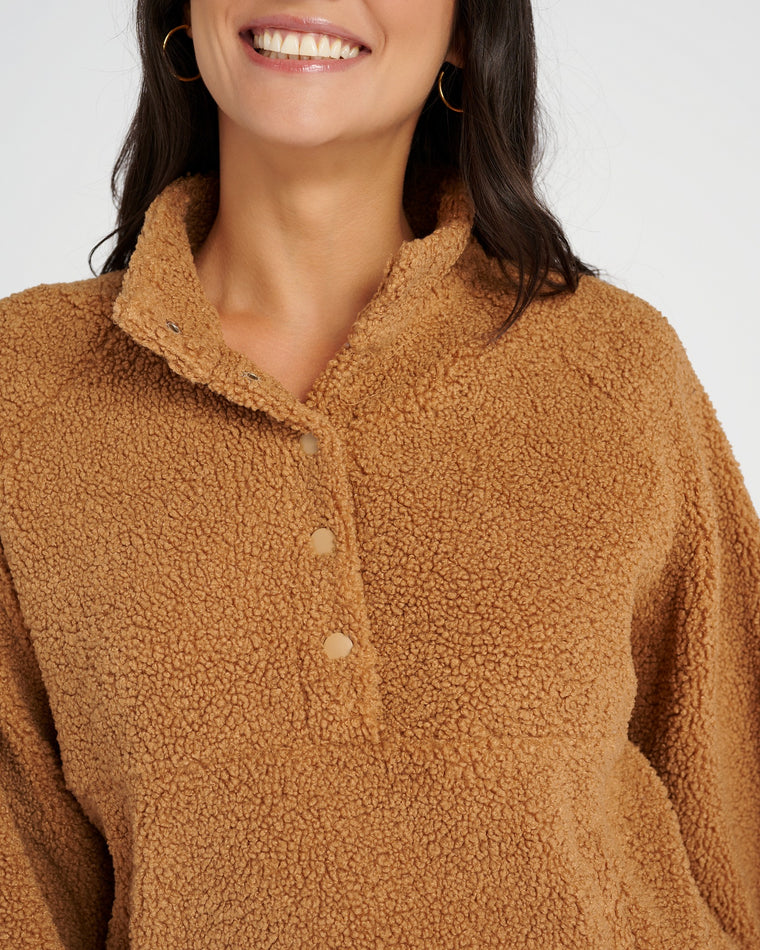 Camel $|& Molly Bracken Sherpa Pullover - SOF Detail