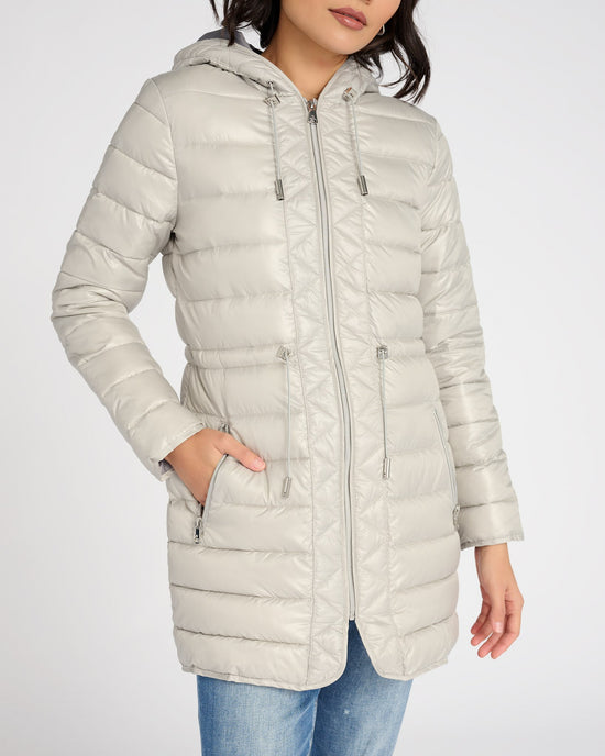 Silver $|& Kenneth Cole Hooded Packable Puffer Coat - SOF Detail