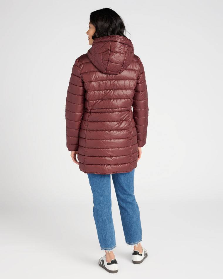 Burgundy $|& Kenneth Cole Hooded Packable Puffer Coat - SOF Back