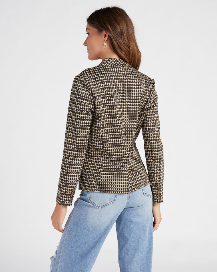 Tan/Brown Mod Houndstooth $|& Liverpool One Button Blazer - SOF Back