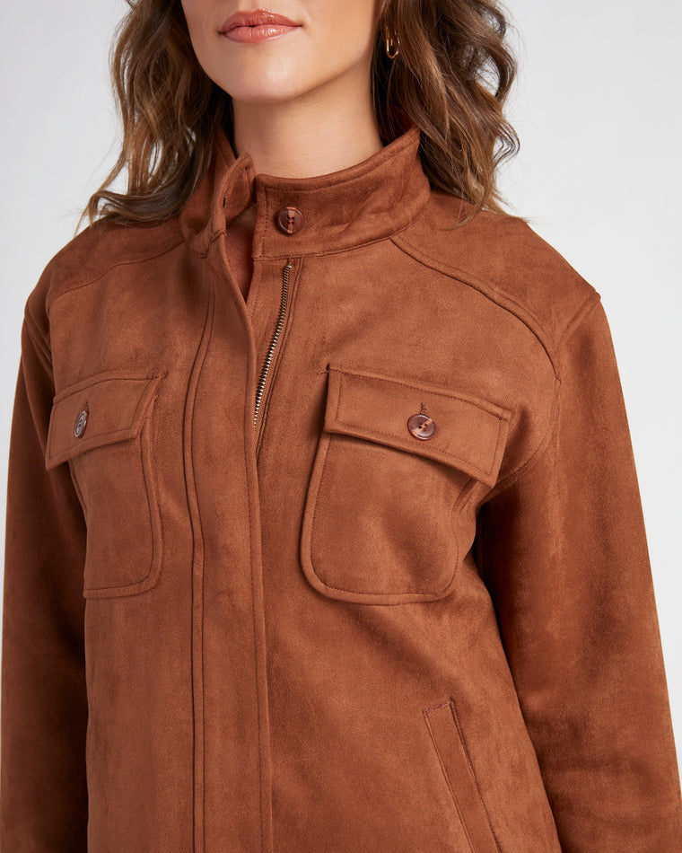 Penny Brown $|& Liverpool Faux Suede Utility Jacket - SOF Detail