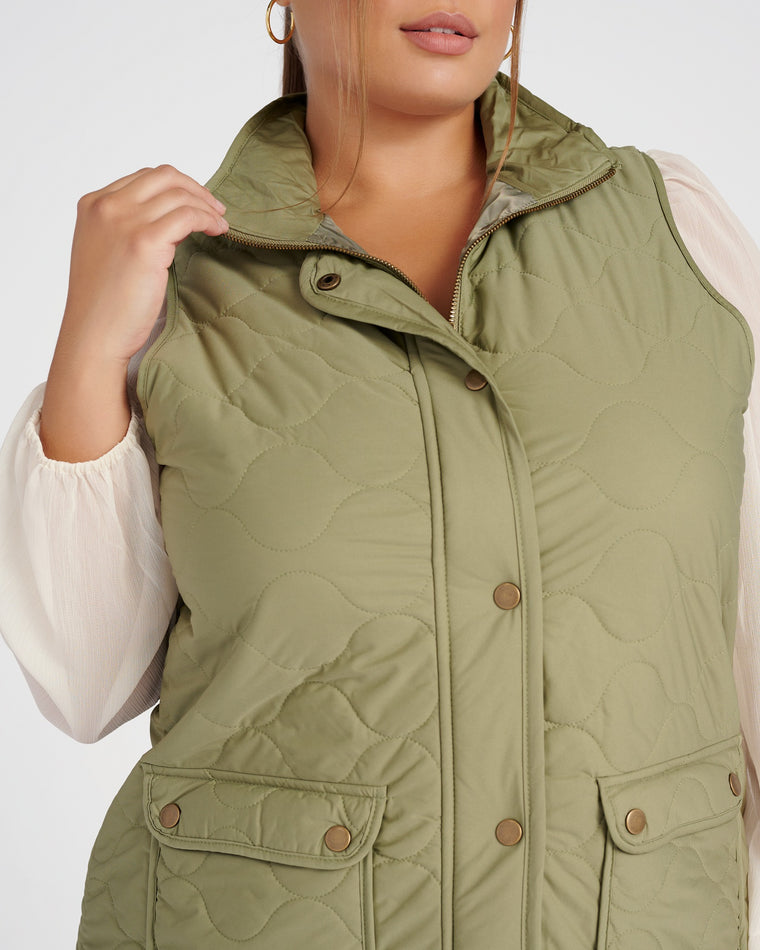 Rosemary $|& Bagatelle Quilted Vest with Pockets - SOF Detail