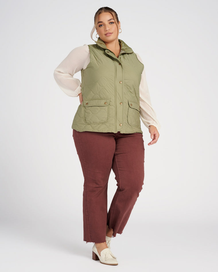 Rosemary $|& Bagatelle Quilted Vest with Pockets - SOF Full Front