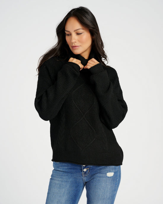 Black $|& The Normal Brand Monterosa Turtleneck Sweater - SOF Front