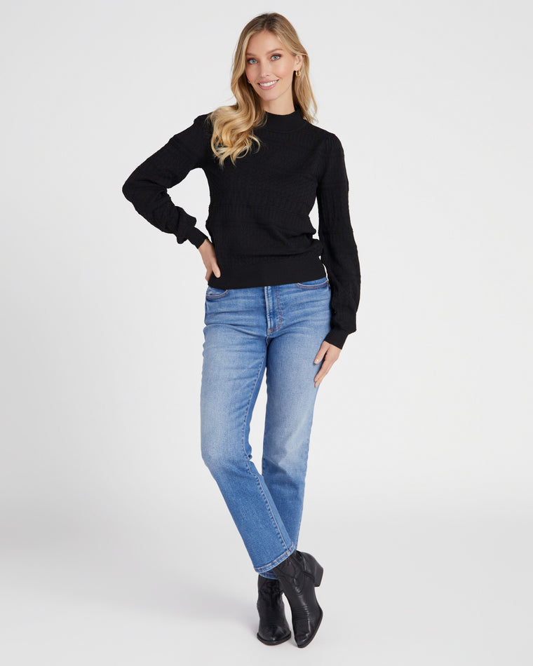 Black $|& The Normal Brand Olivia Pointelle Sweater - SOF Full Front