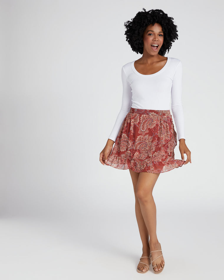Terracotta Sybil $|& Molly Bracken Paisley Mini Skirt - SOF Full Front