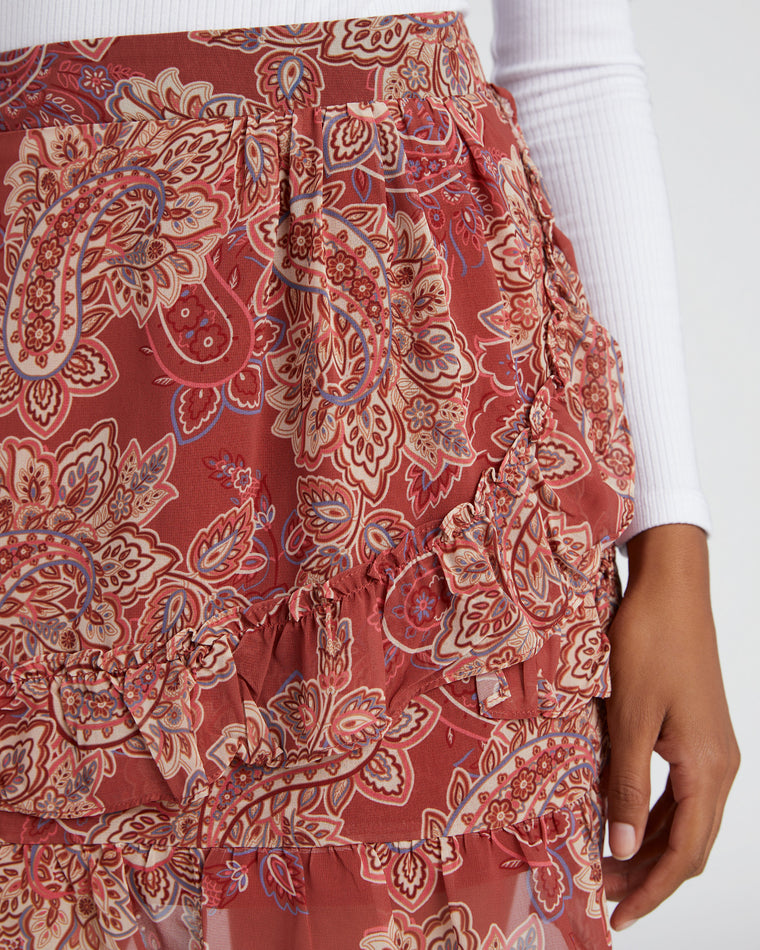 Terracotta Sybil $|& Molly Bracken Paisley Mini Skirt - SOF Detail