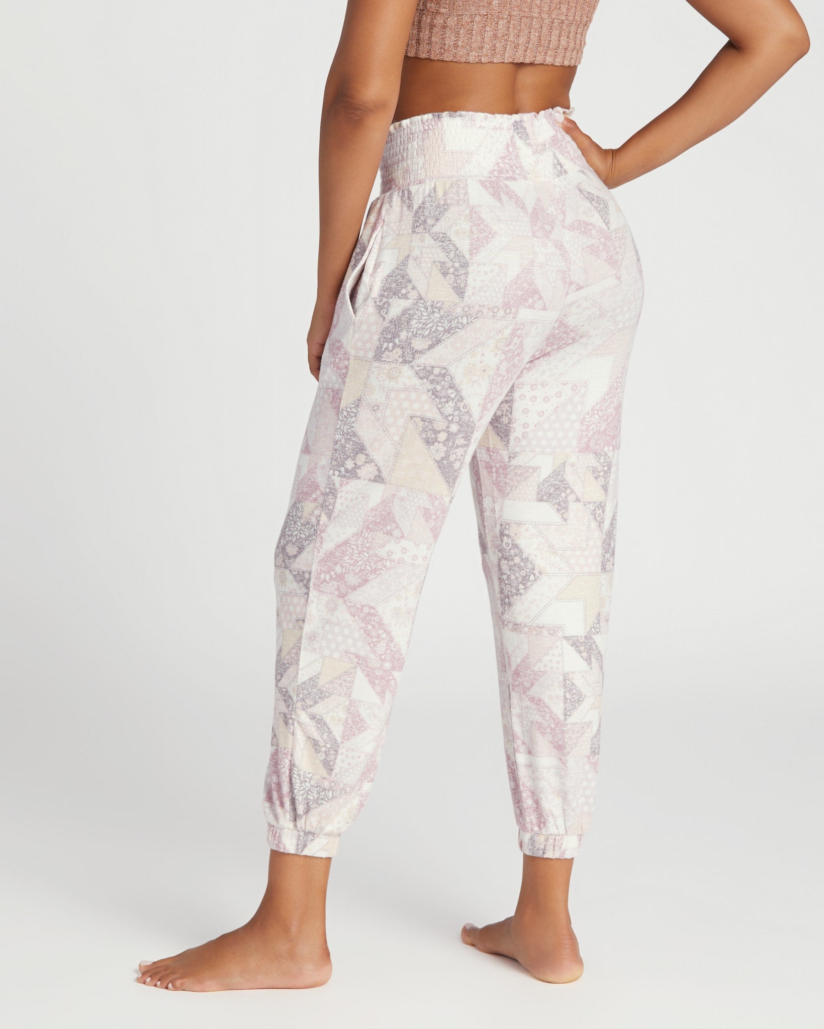 Women's Cropped Brushed Printed Lounge Jogger