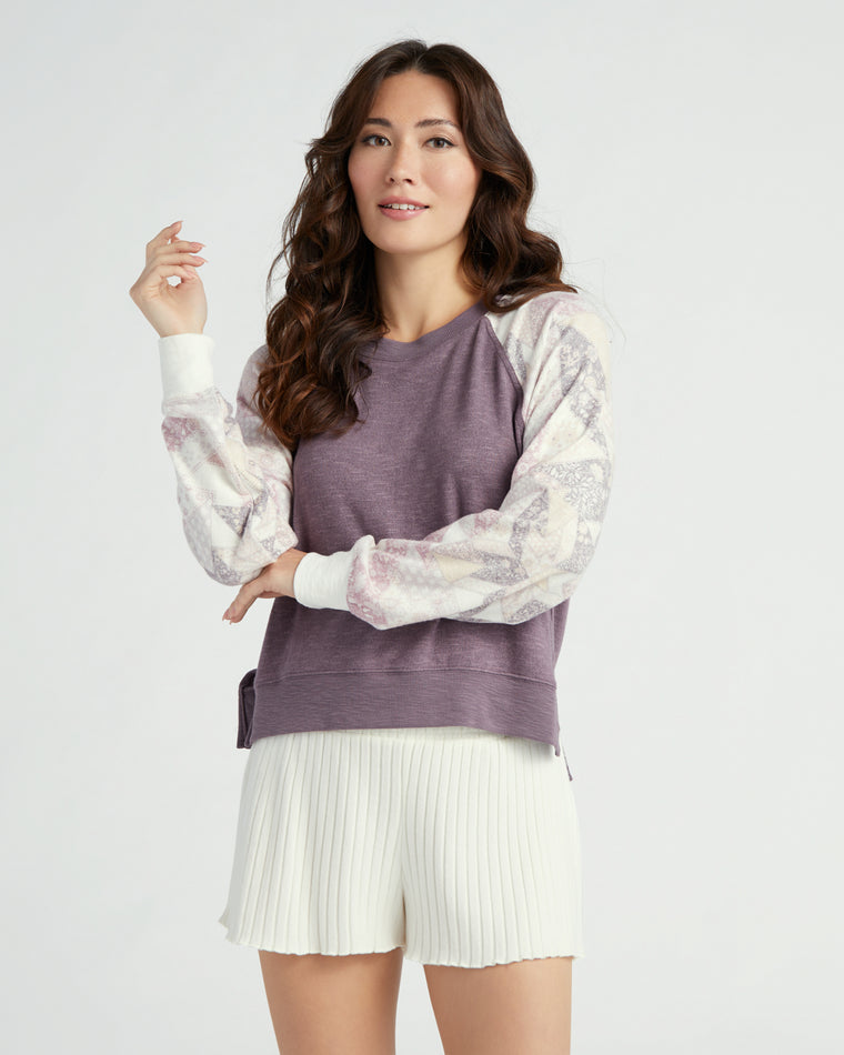 Bone $|& Z Supply Lounge Cammie Quilt Long Sleeve Top - SOF Front