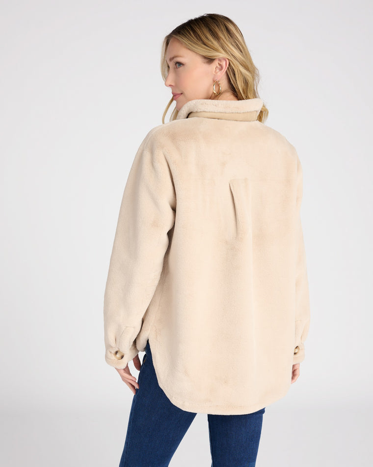 Beige $|& Love Token Faux Fur Jacket - SOF Back