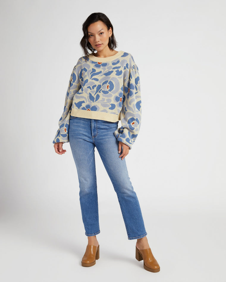 Blue $|& Driftwood Felicia Blue Buds Pullover - SOF Full Front