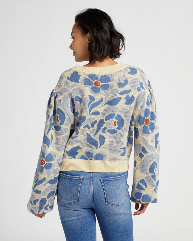 Blue $|& Driftwood Felicia Blue Buds Pullover - SOF Back