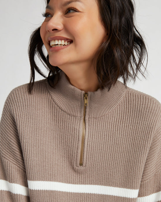 Taupe Ivory $|& Thread & Supply Russel Pullover - SOF Detail