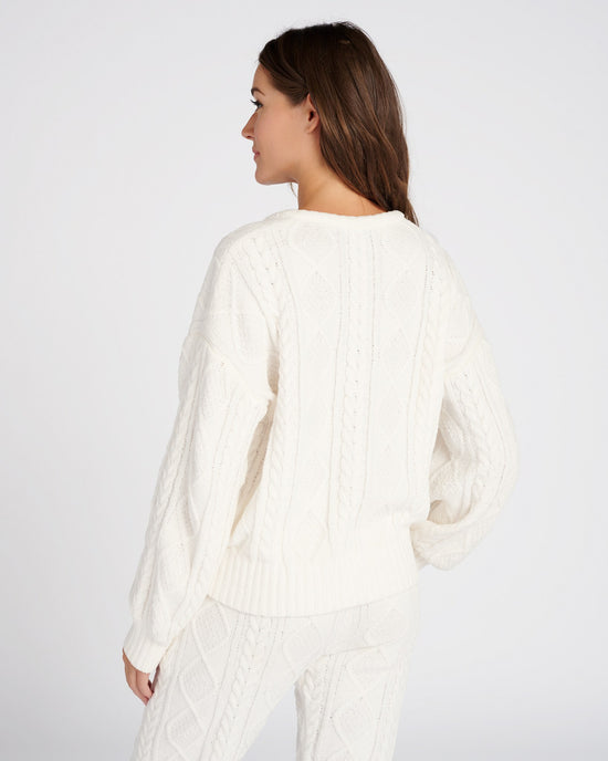 Ivory $|& PJ Salvage Cable Lounge Pullover - SOF Back