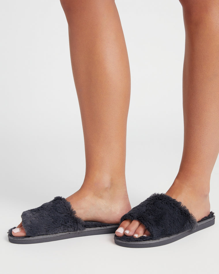 Charcoal $|& PJ Salvage Luxe Plush Slipper - SOF Front