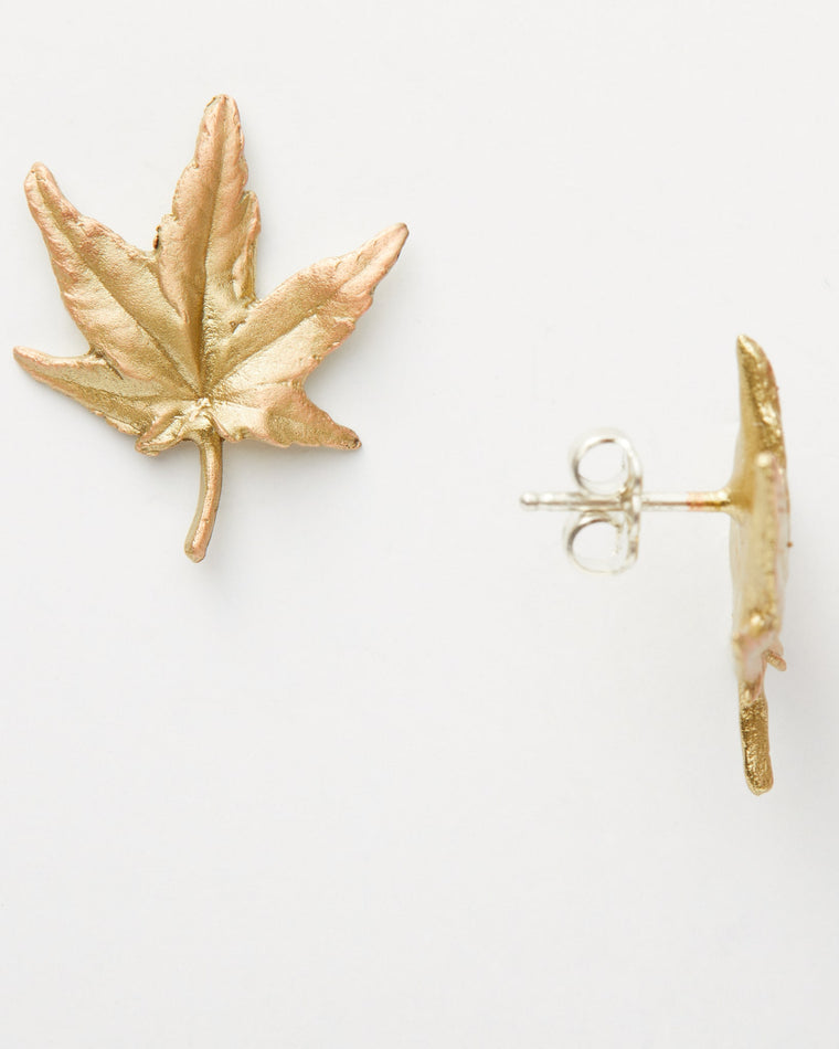 Antique Gold $|& Michael Michaud Design Japanese Maple Leaf Post Earrings - Hanger Detail