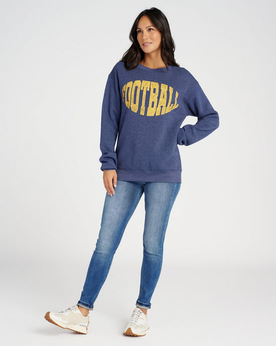 Heather Navy $|& Project Social T Football Sweatshirt - SOF Full Front