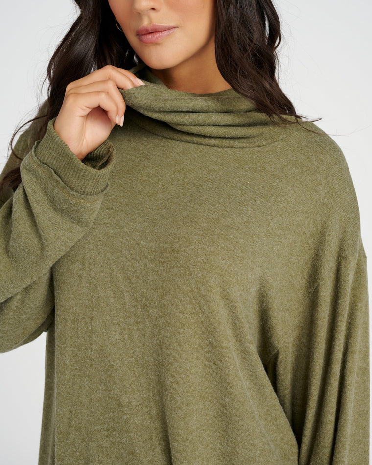 Alpine Moss $|& Project Social T Beyond Heathered Cozy Tunic - SOF Detail