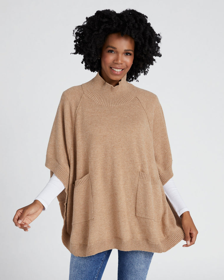 Camel Heather $|& Echo Cocoon Poncho - SOF Front